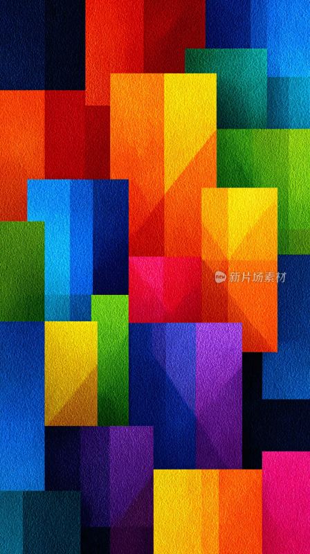 多彩几何方块抽象背景图