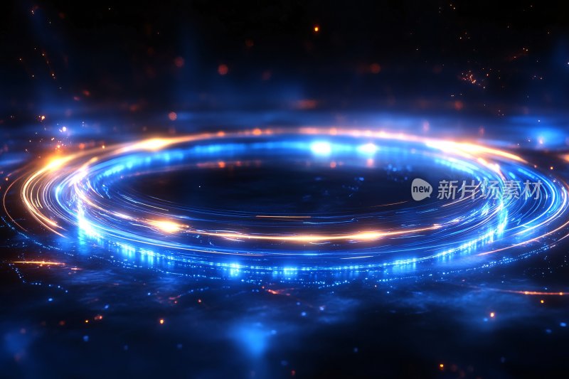 蓝色光效环形科技背景图