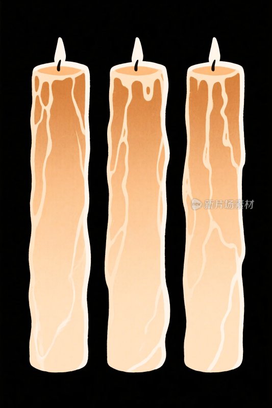 三根燃烧的蜡烛插画