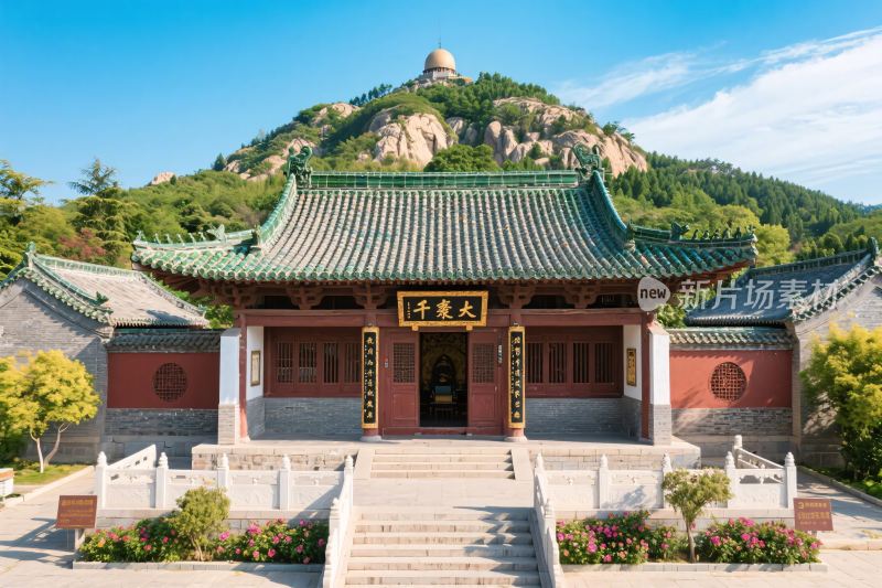 古庙古建山水景观图