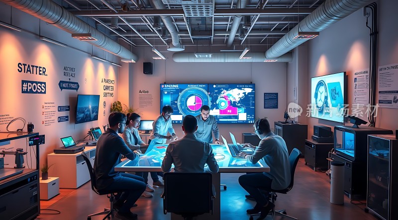 智能会议室里的头脑风暴会议