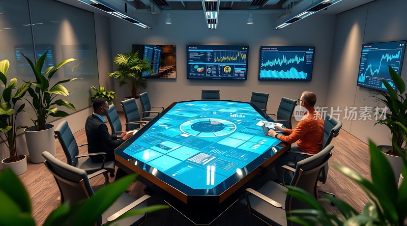 智能会议室里的商务会议