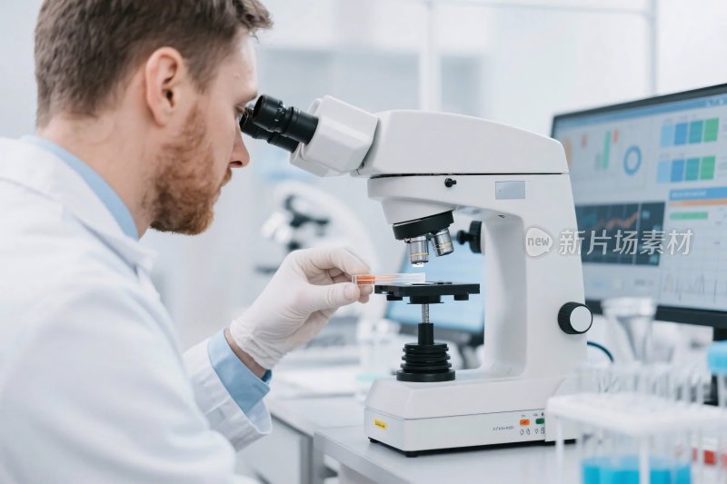 实验室科学家显微镜研究