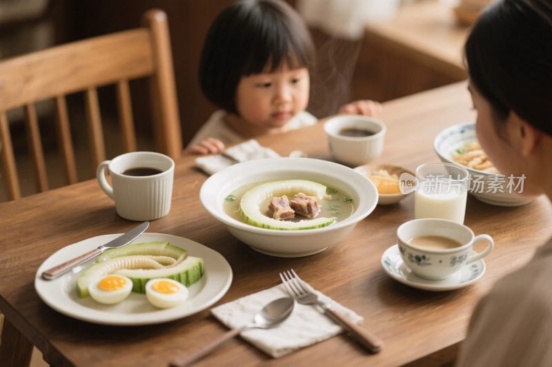 家庭用餐温馨场景