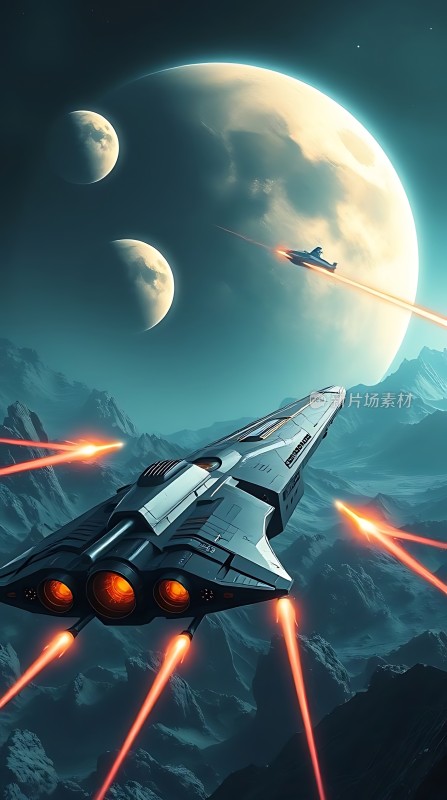 星际追逐战太空飞船与未知威胁的对决