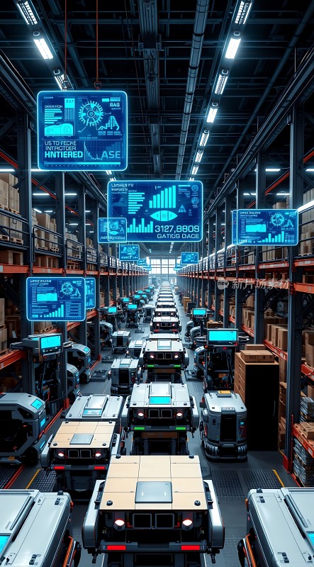 智能仓库未来物流中心的全景展示