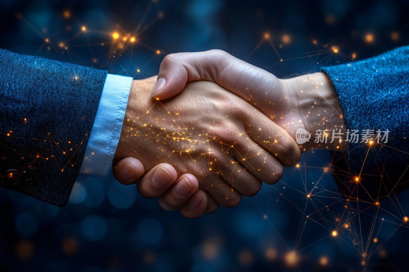 商务人士握手的梦幻场景