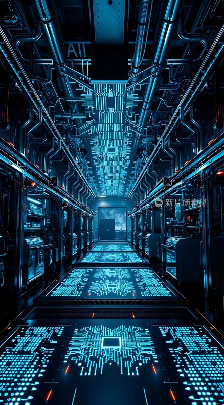 科技走廊未来主义的数据通道