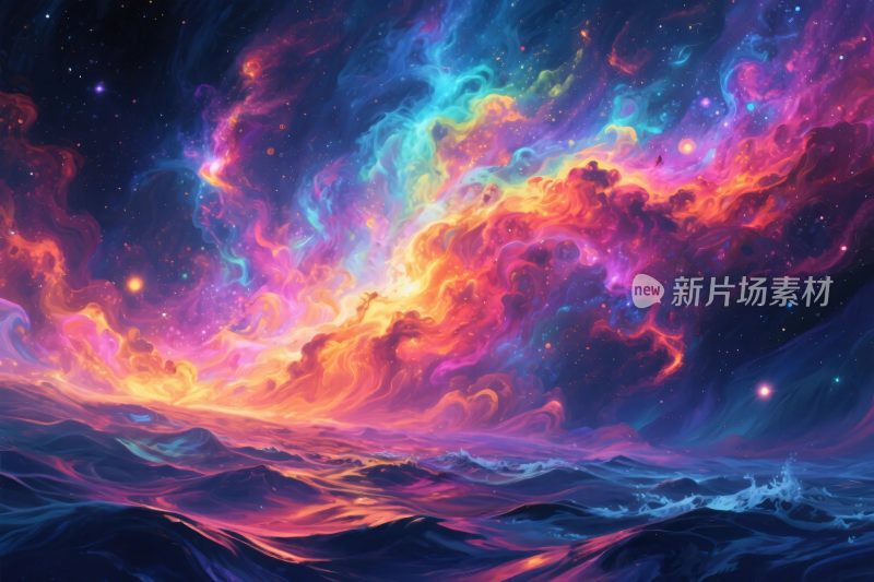 绚丽宇宙星空海洋插画