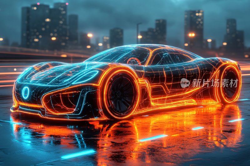 炫酷未来感霓虹跑车