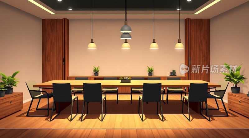 现代会议室设计简约风格商务洽谈环境