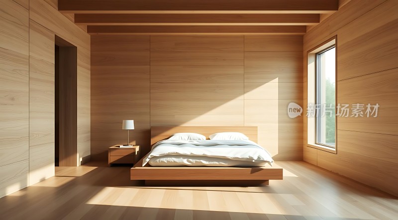 阳光洒满现代简约卧室木质家具温馨舒适