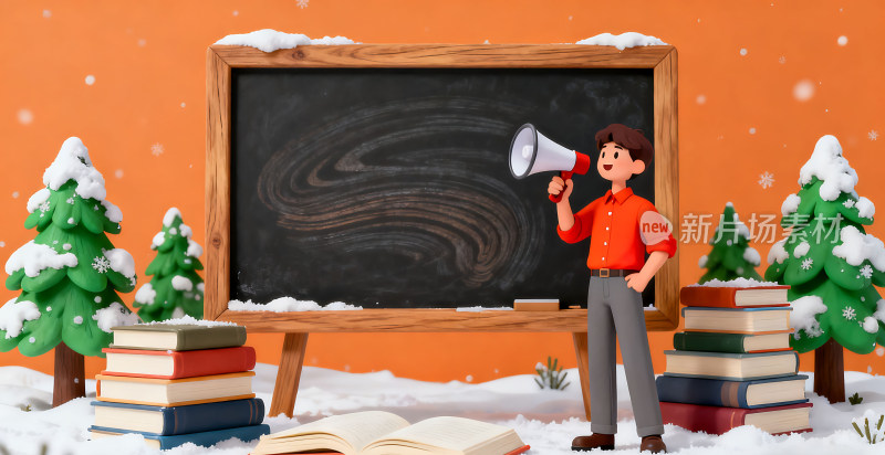 冬天寒假插画背景
