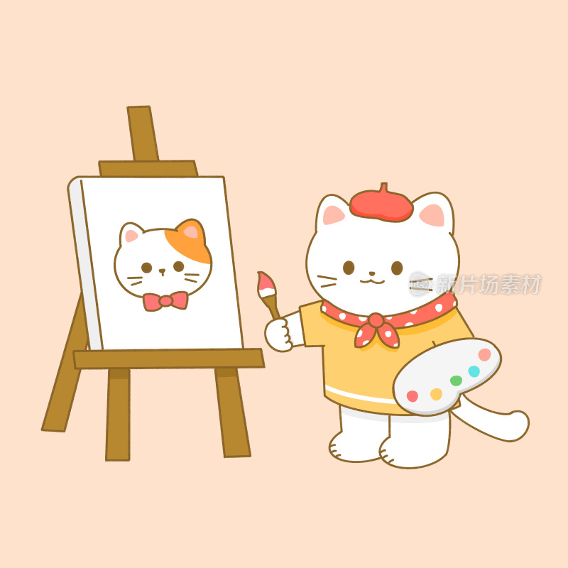 小猫画画插画