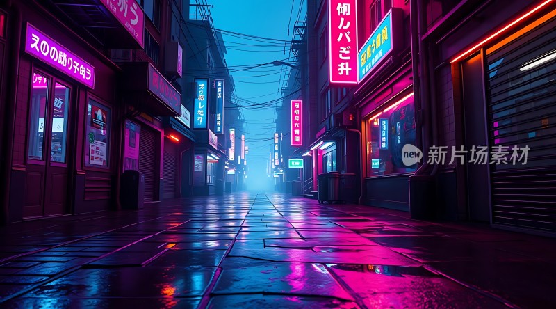 霓虹灯下的繁华街道