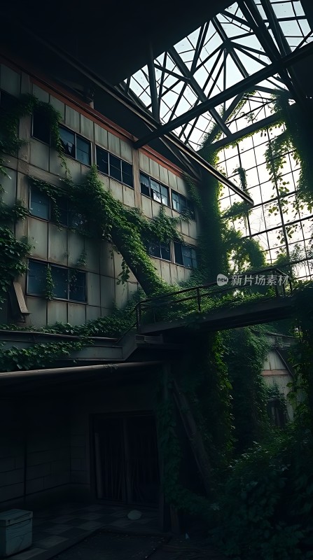 废弃建筑中的绿色生机