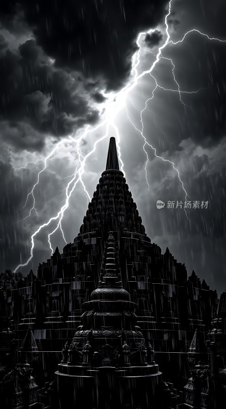 雷雨中的神秘古塔