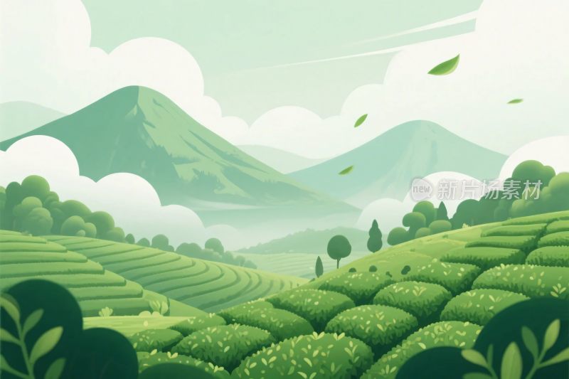 田园山水风景插画