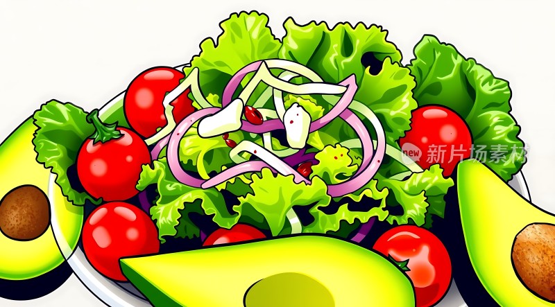 新鲜蔬菜沙拉色彩缤纷营养丰富！
