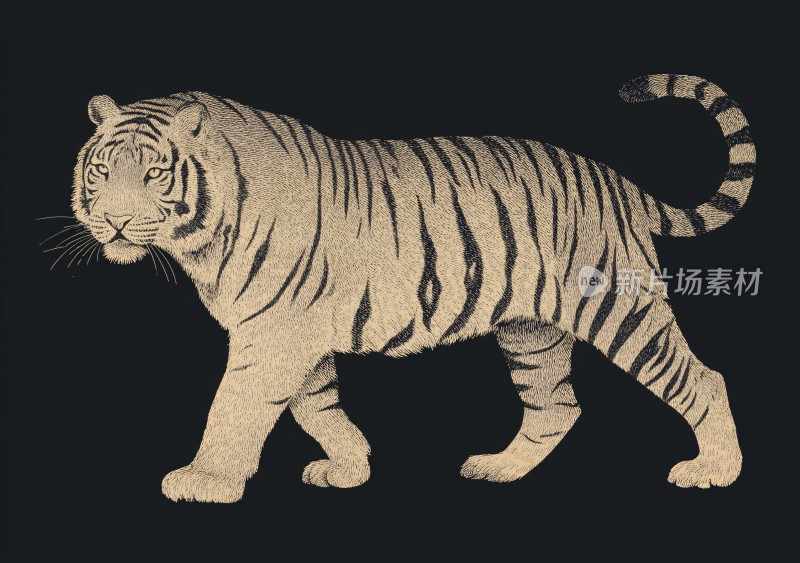 行走的老虎插画