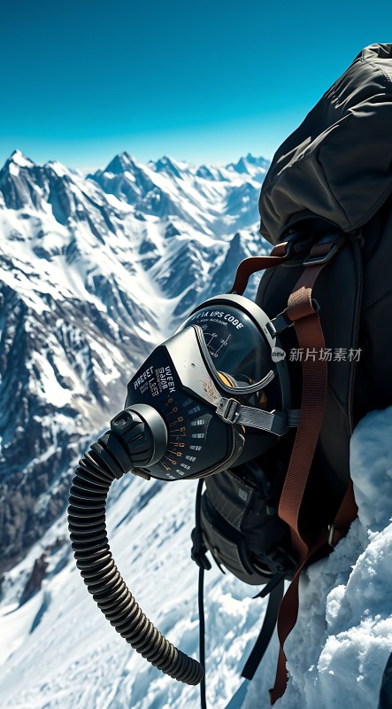 高山探险装备氧气面罩与背包