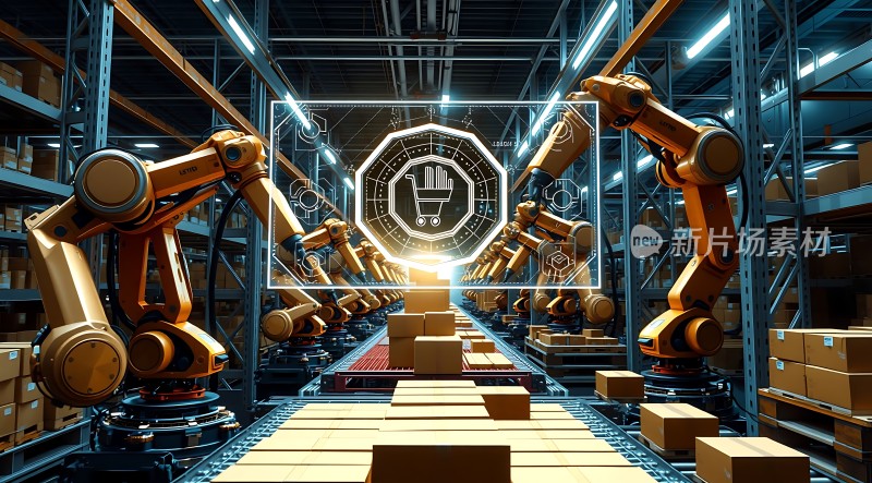 智能物流仓库机器人搬运货物