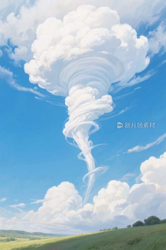 卡通龙卷风风景图