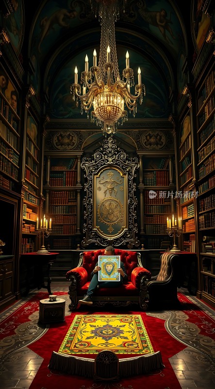 古堡书房里的神秘画卷