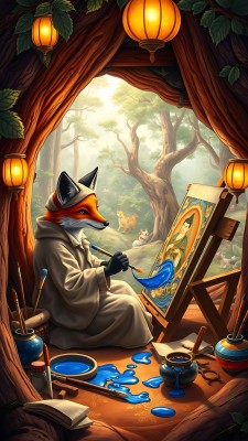 森林里的画家狐狸 森林里的画家狐狸