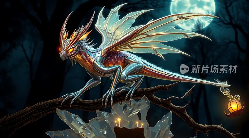 冰蓝龙影月夜行