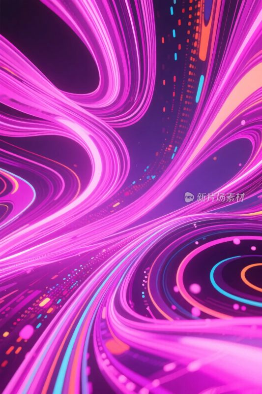 抽象霓虹动态线条插画
