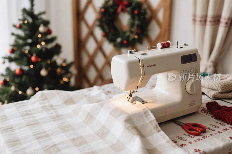 圣诞缝纫机手工场景