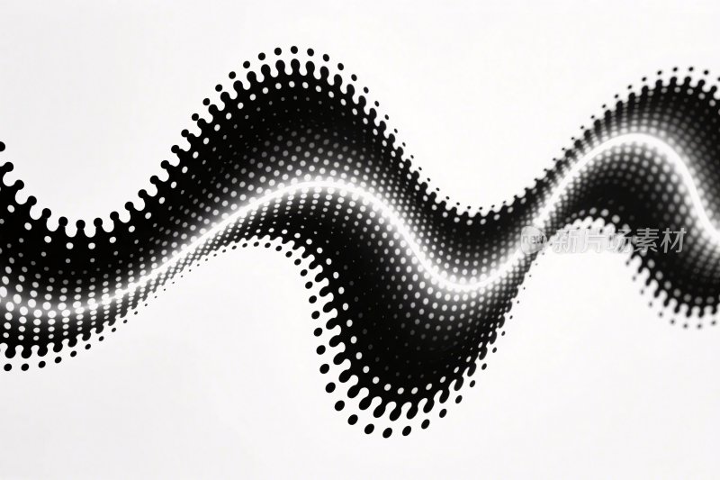 黑白点状波浪插画