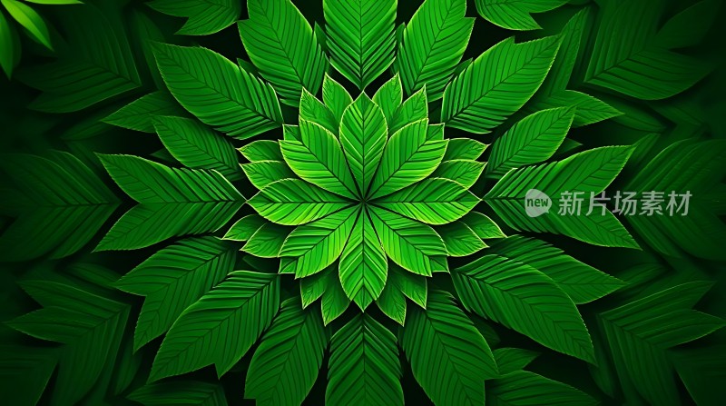 绿叶绽放生机盎然