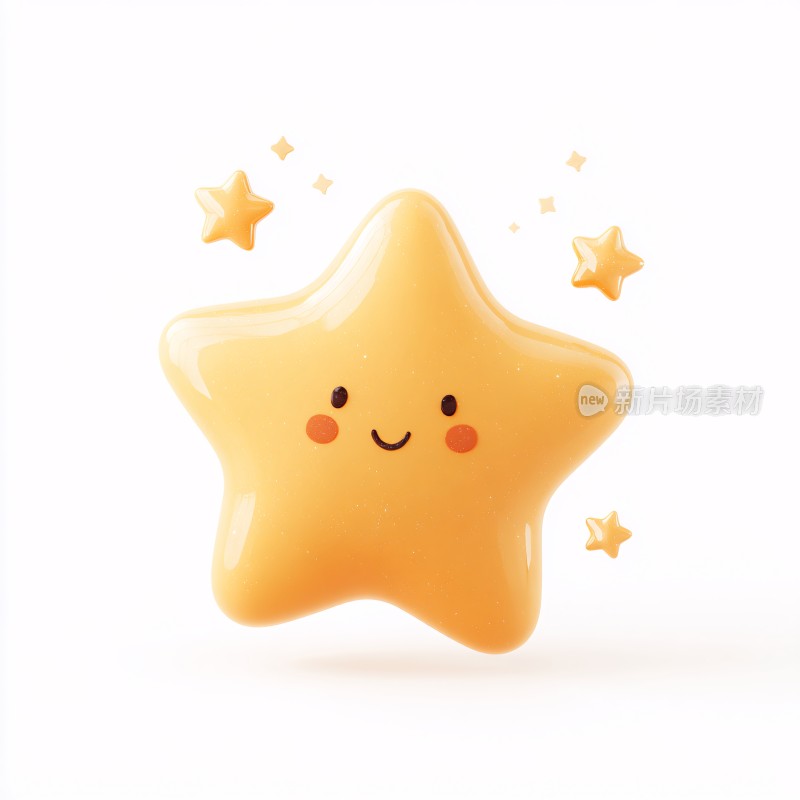 可爱黄色笑脸星星插画