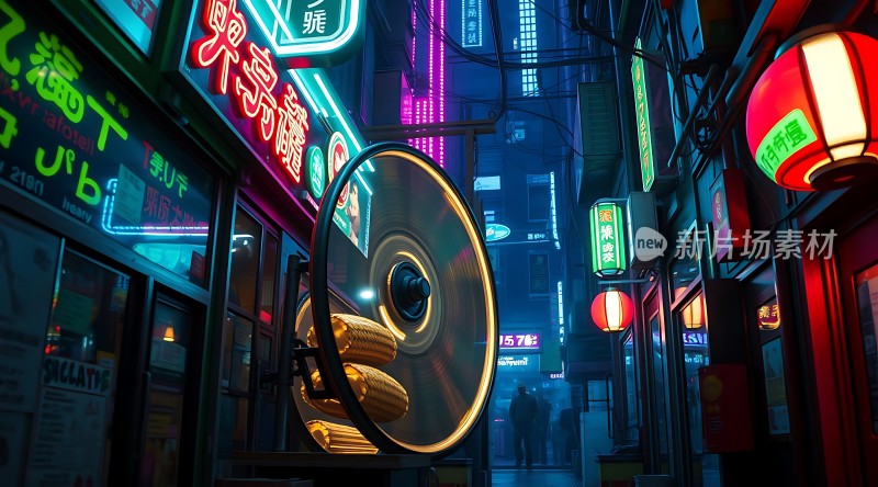 霓虹灯下的繁华街道