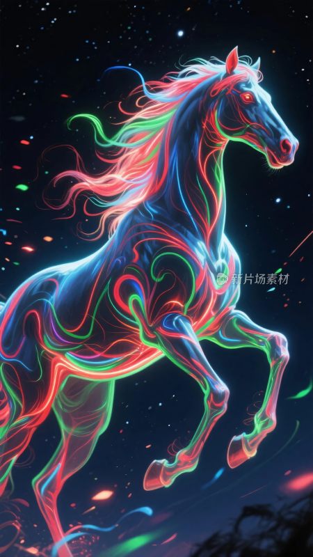 梦幻炫彩奔跑的霓虹马