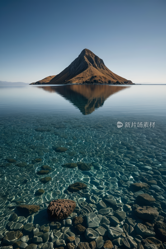 水中央一个小岛高清风景图片