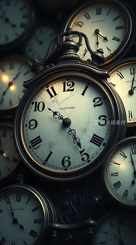 古铜色时钟堆叠