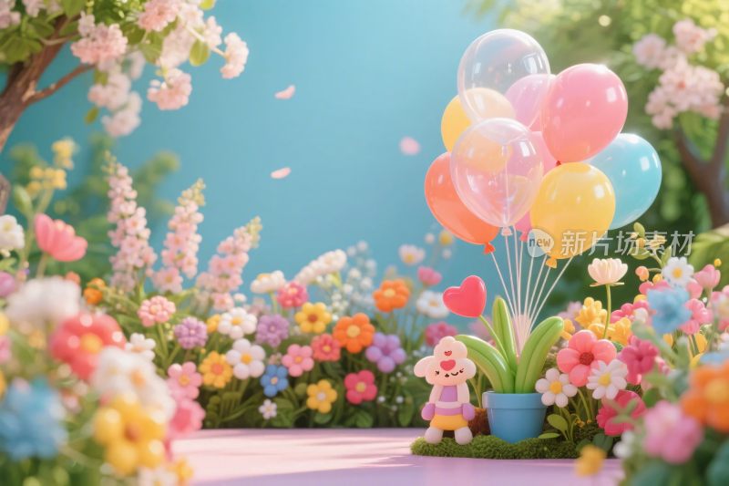 梦幻卡通小猪气球花园