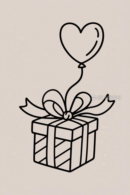 礼物爱心气球简笔画