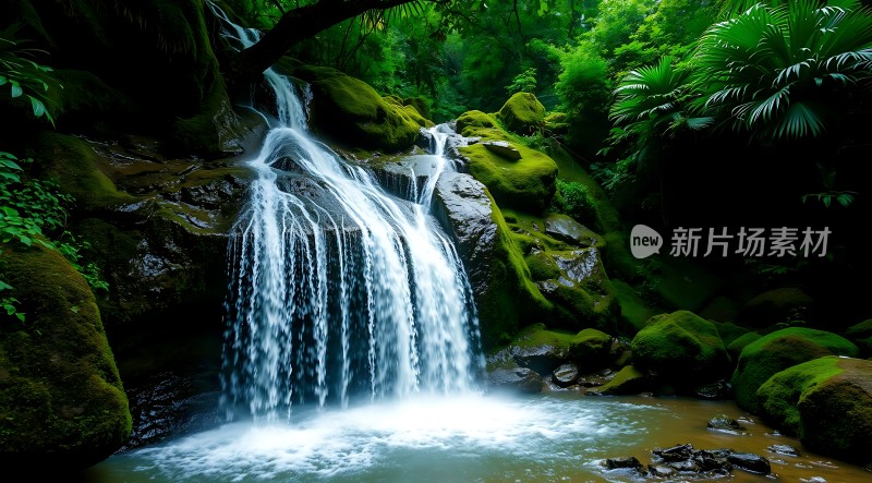 翠绿瀑布自然之韵