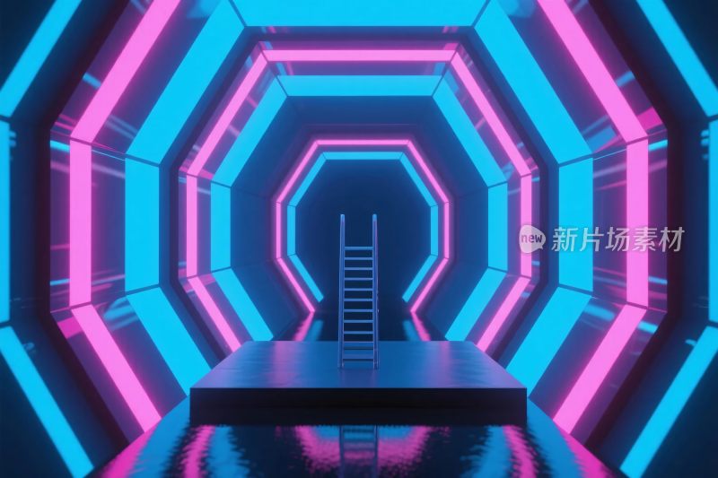 未来霓虹空间插画