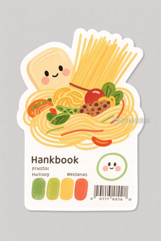 卡通意面标签贴纸