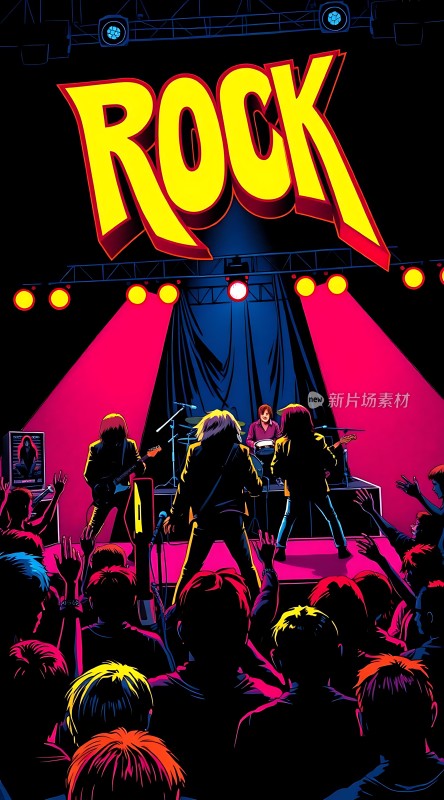 摇滚现场乐队激情演出观众热情高涨