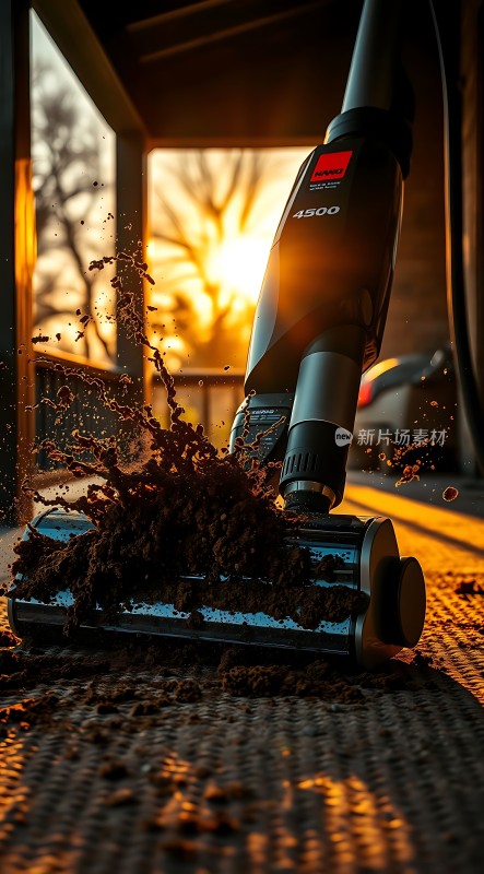 吸尘器清洁地毯阳光洒落灰尘四散