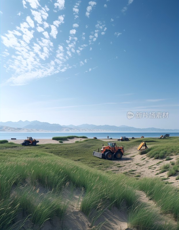 青海湖沙丘治沙景