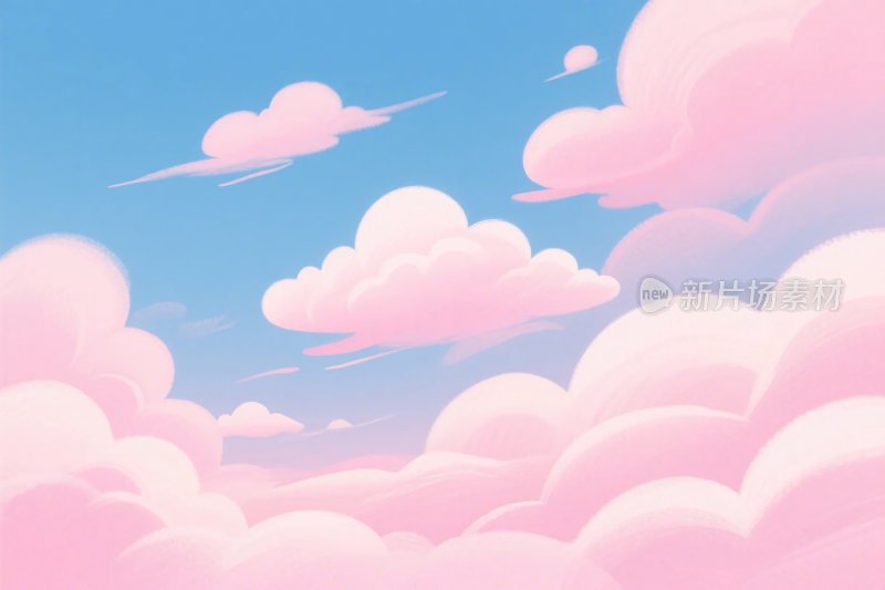 梦幻云朵卡通天空插画
