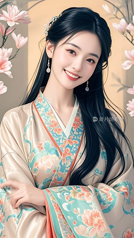 汉服佳人花影婆娑