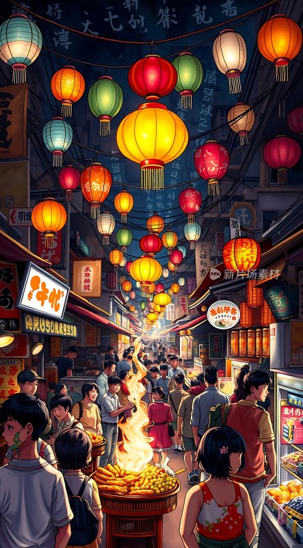 夜市灯火阑珊处人间烟火气氤氳